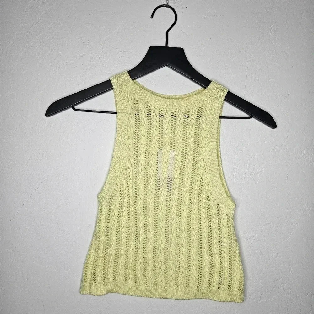 BP. Knitted Crochet Tank Top in‎ Chartreuse Size XXS NWT
